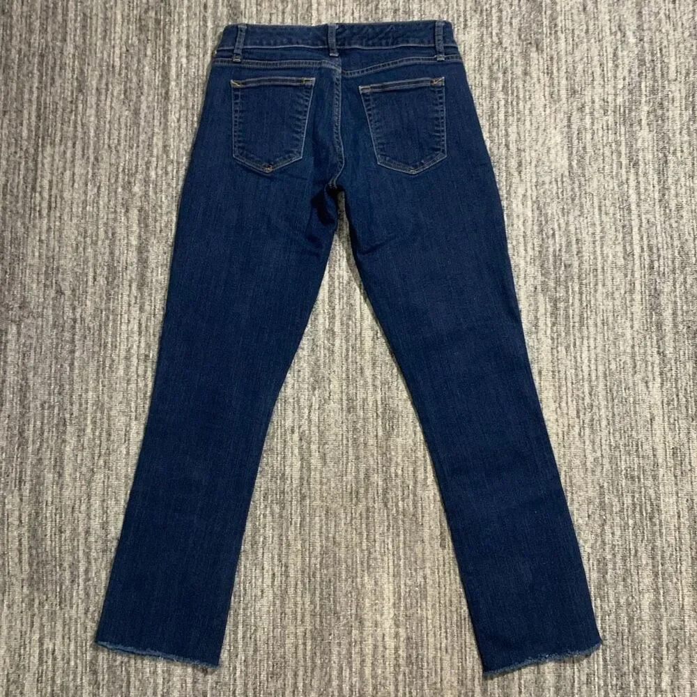 Gap 1969 Women’s Sexy Boot Blue Jeans Size‎ 27xL Raw Hem Dark Wash Low Rise